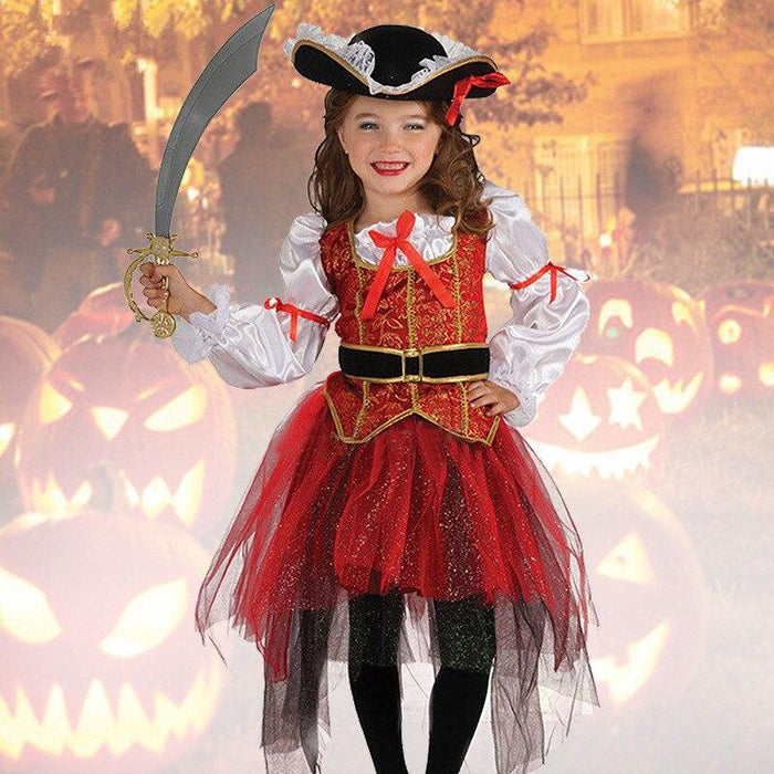 Caribbean Pirate kid's silk red costumes. - Adilsons