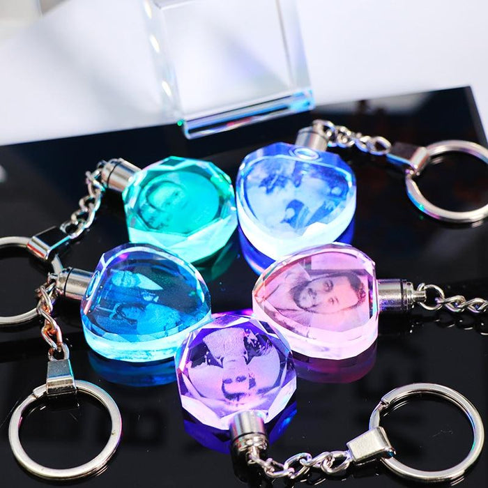 Custom crystal key chain personalized photo pendant. - Adilsons