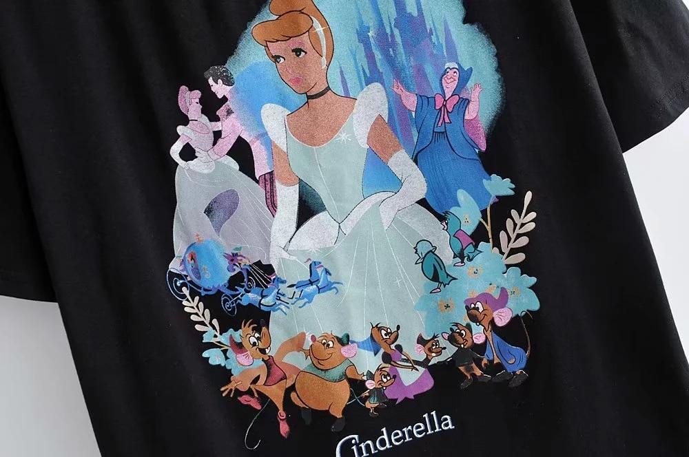 Disney Princesses Cinderella print T-Shirt. - Adilsons