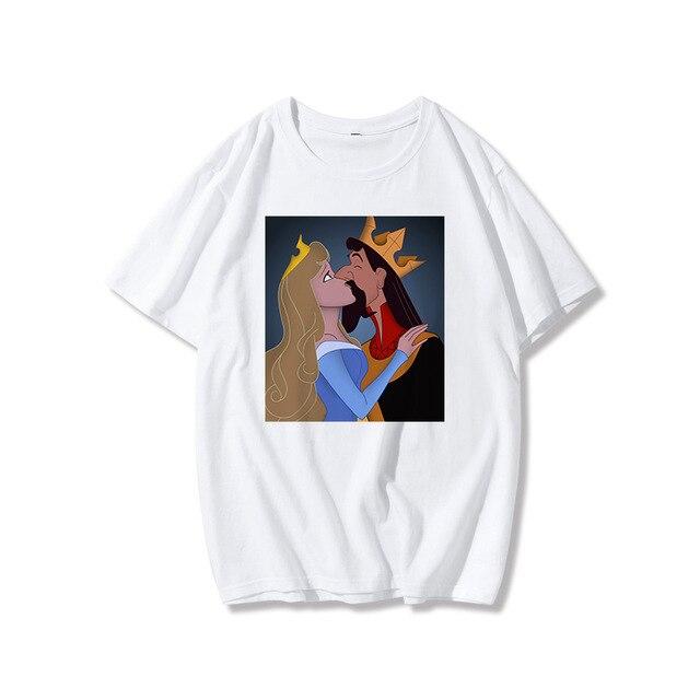 Disney Princesses Jasmine print white T-Shirt. - Adilsons