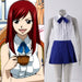 Erza Scarlets costume is a white shirt and a blue skirt. - Adilsons