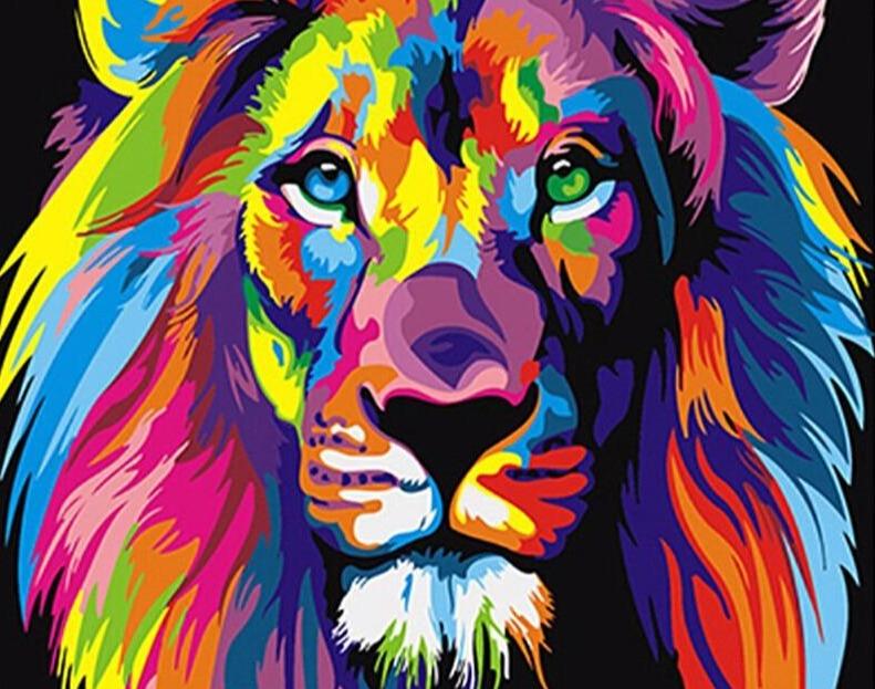 Lion King colorful Lion painting by numbers. - Adilsons