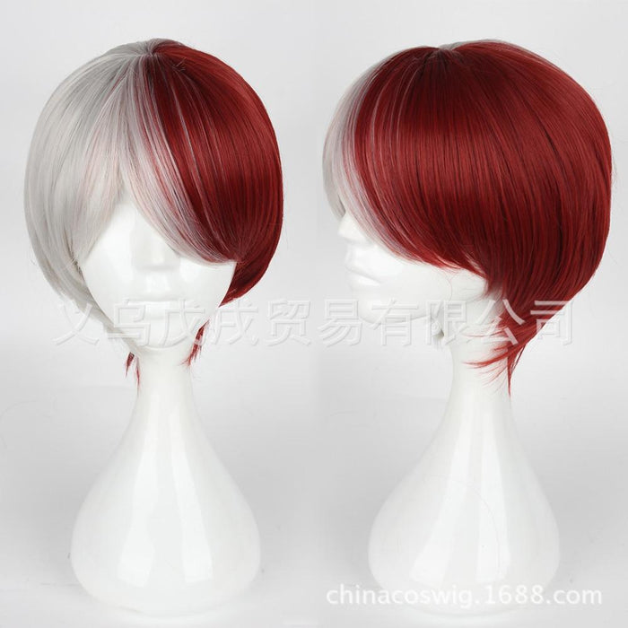 My Hero Academia white and red wig+wig cap cosplay. - Adilsons