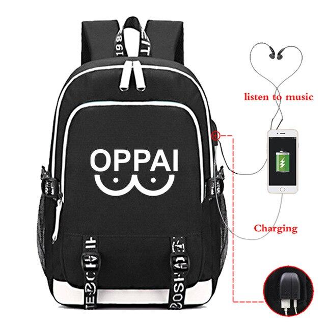 One Punch Man fashion with USB port backpack. - Adilsons