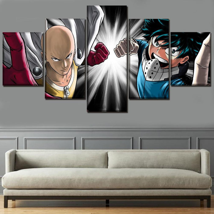 One Punch Man Saitama wall art one set 5 panel poster. - Adilsons