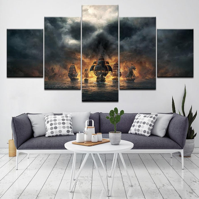 Pirates of the Caribbean canvas painting 5 pieces. - Adilsons