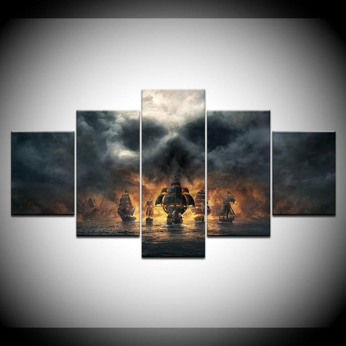 Pirates of the Caribbean canvas painting 5 pieces. - Adilsons