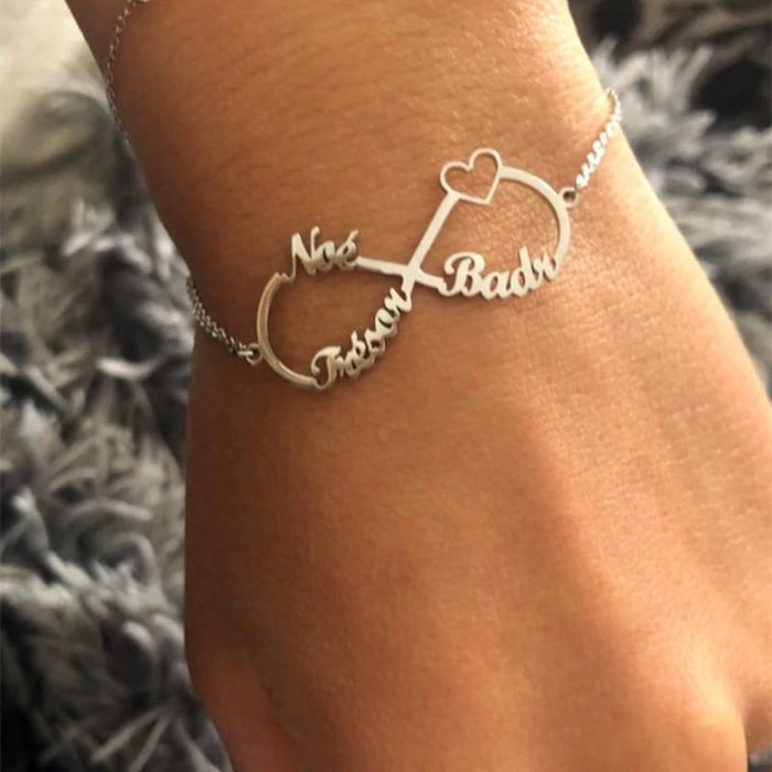 Stylish stainless infinity name bracelet. - Adilsons