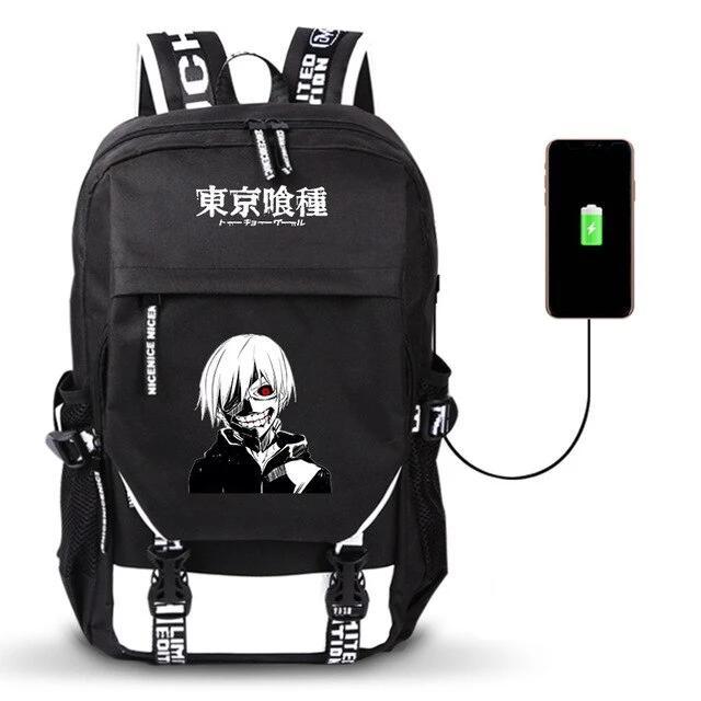 Tokyo Ghoul Kaneki Ken USB port backpack. - Adilsons