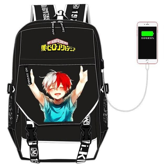 My Hero Academia with USB port backpack.