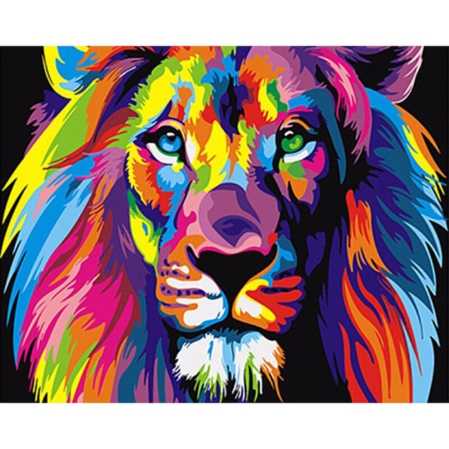 Lion King colorful Lion painting by numbers.