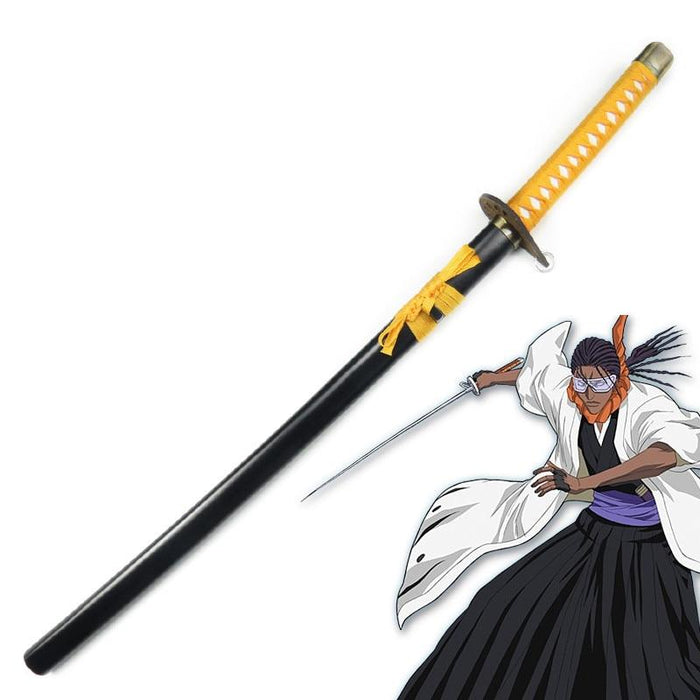 Wooden, high-quality sword with a bright yellow ribbon, in a reliable case. - Adilsons