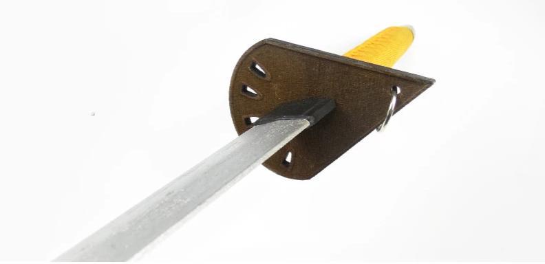 Wooden, high-quality sword with a bright yellow ribbon, in a reliable case. - Adilsons